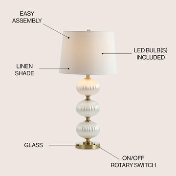 Carter 29.7" Glass LED Table Lamp - JONATHAN Y